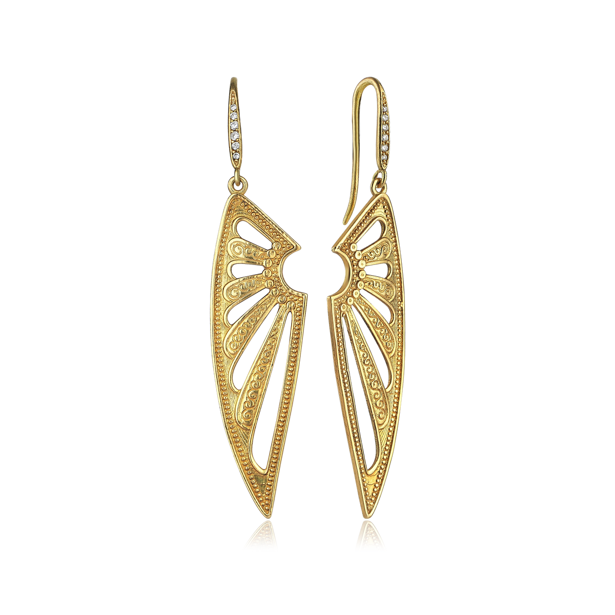 Shield Gold Earrings With Diamonds