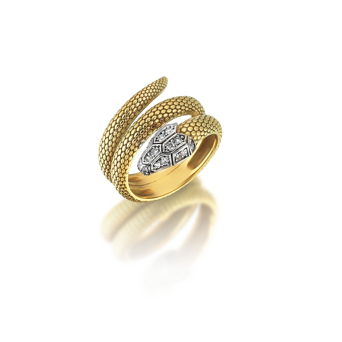 Diamond Head Gold Snake Ring