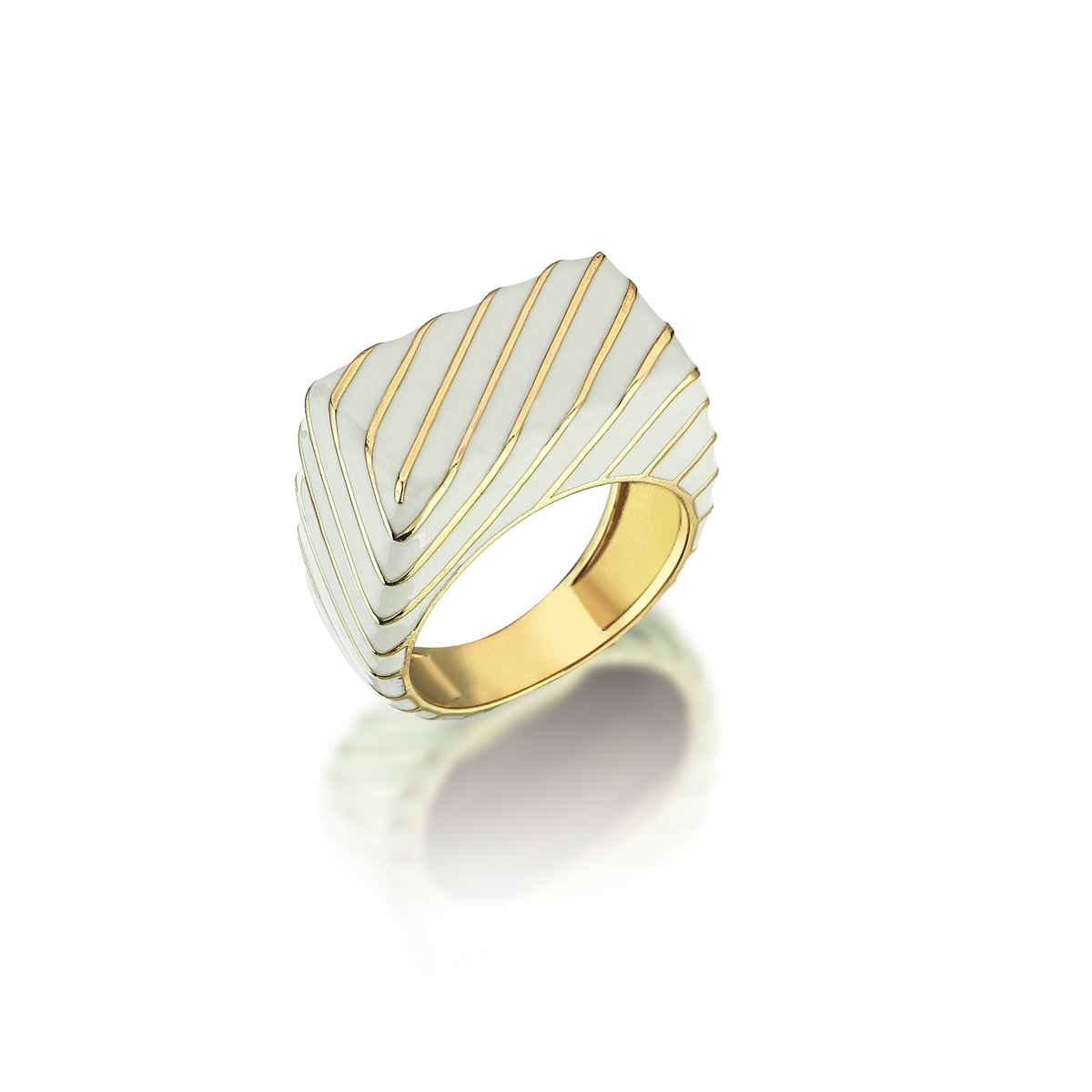 White Retro Gold Ring