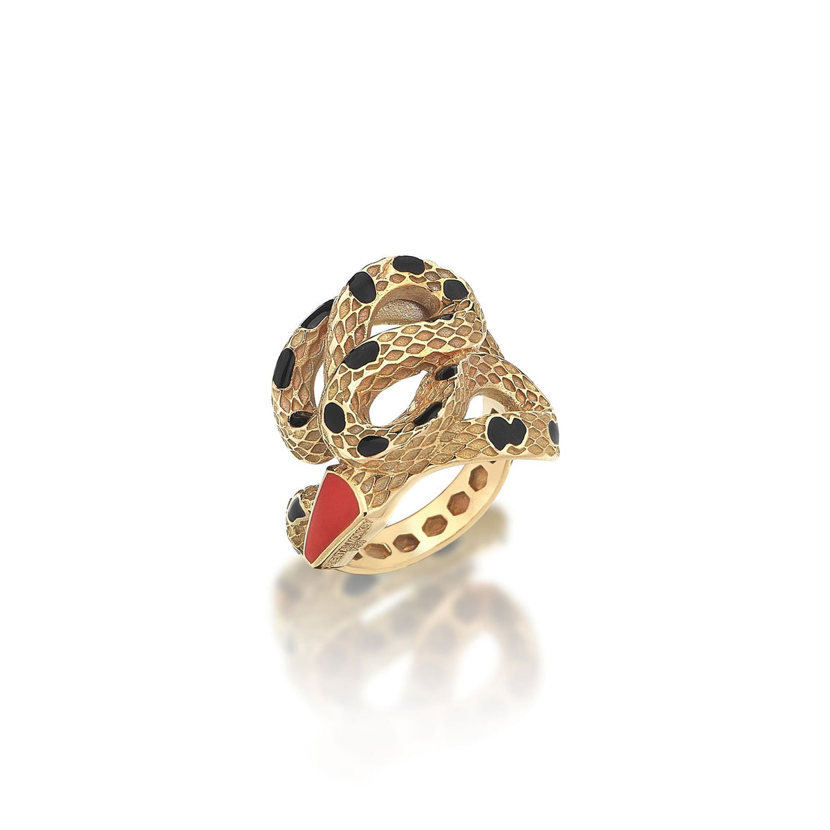 Black Dot Snake Gold Ring