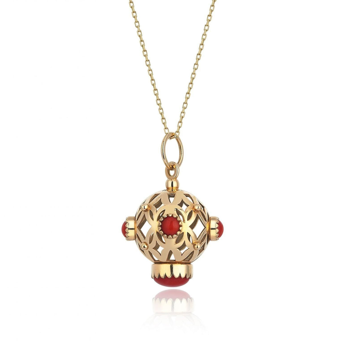 Coral Sphere  Gold Pendant