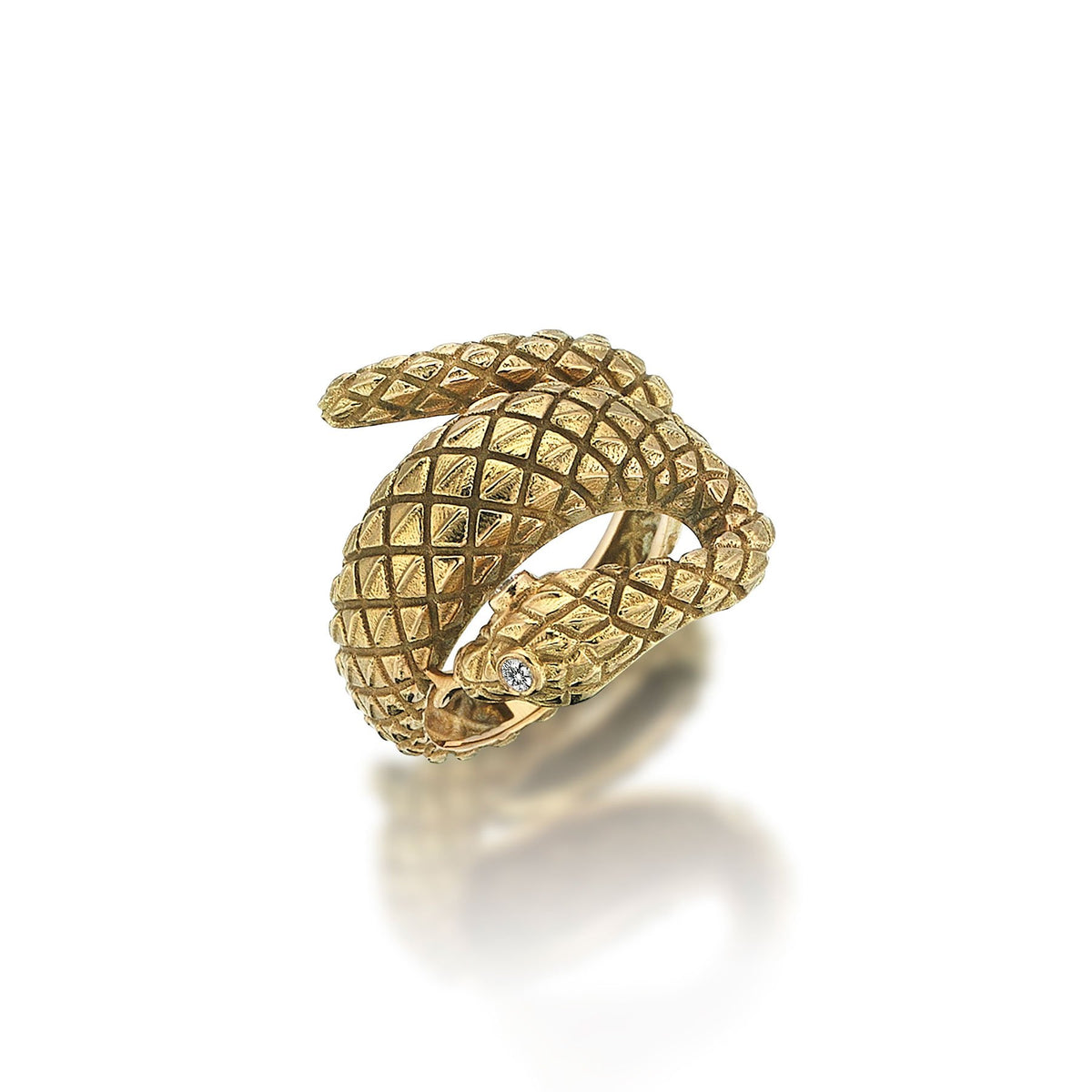 Diamond Eye Snake Gold Ring