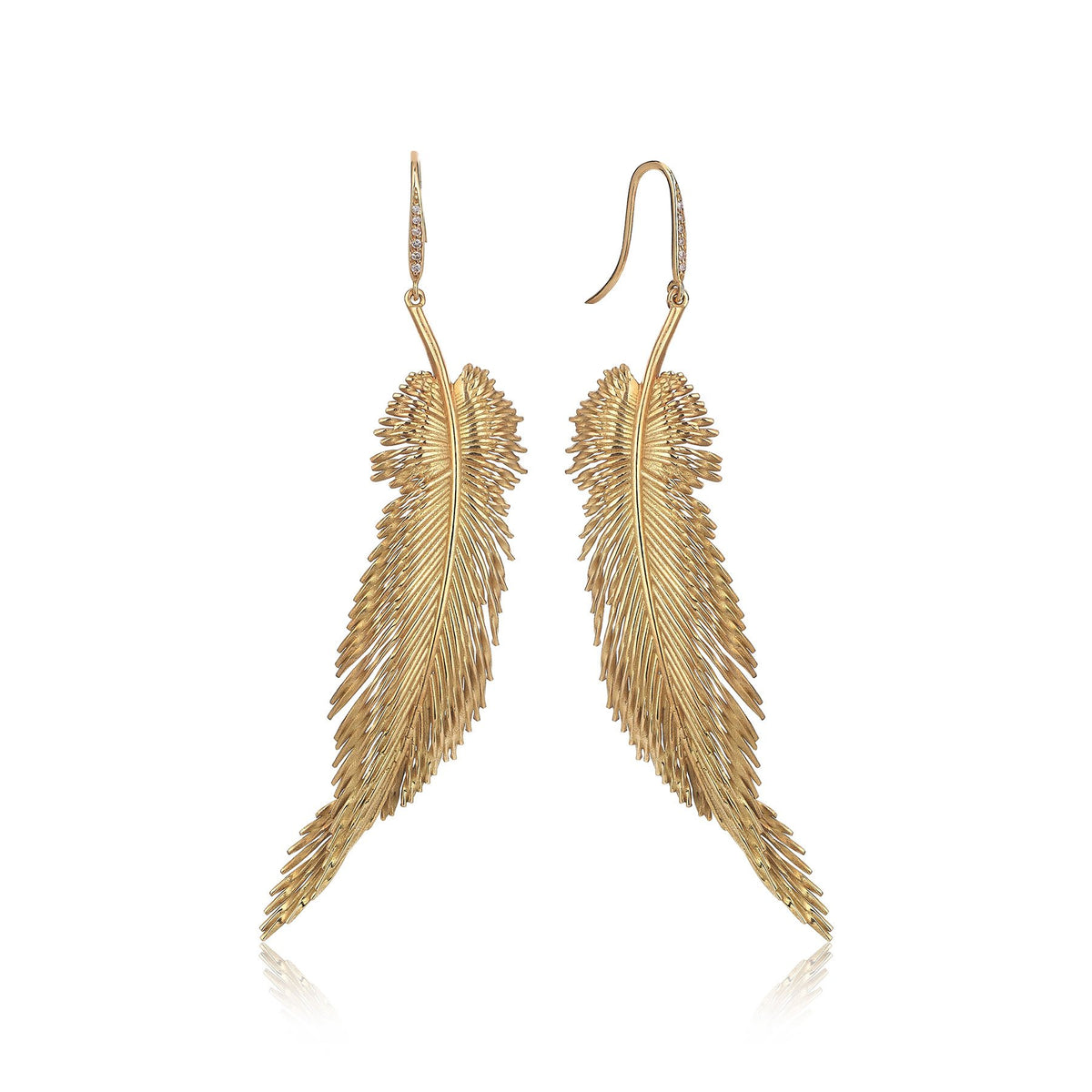 Lucky Feather Gold Earrings