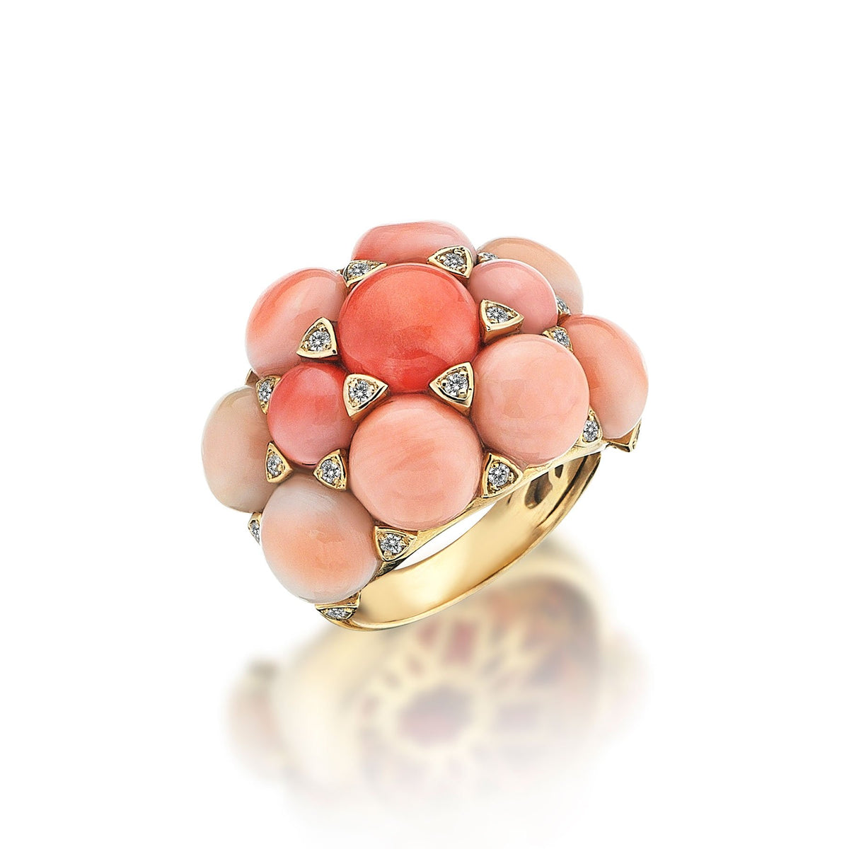 Pink Coral Azalea Gold Ring / Yeni Adi: Pink Bouquet Gold Ring