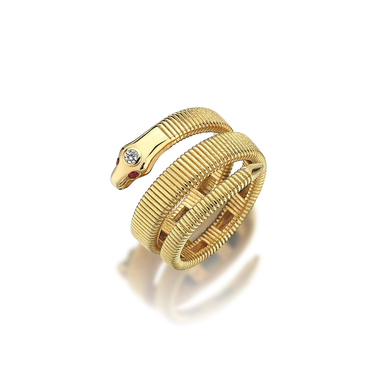 Red Eye Snake Gold Ring