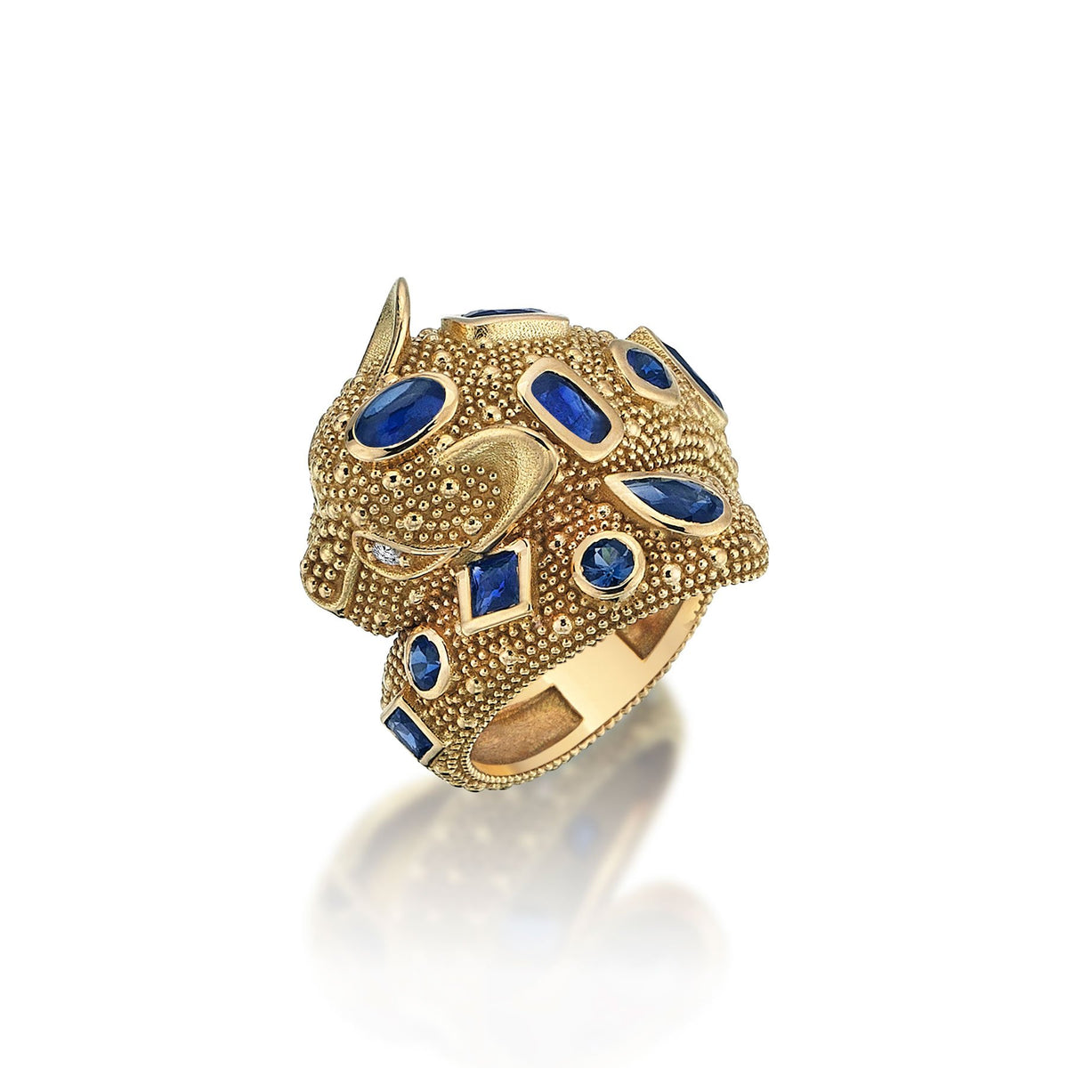 Sapphire Panther Gold Ring