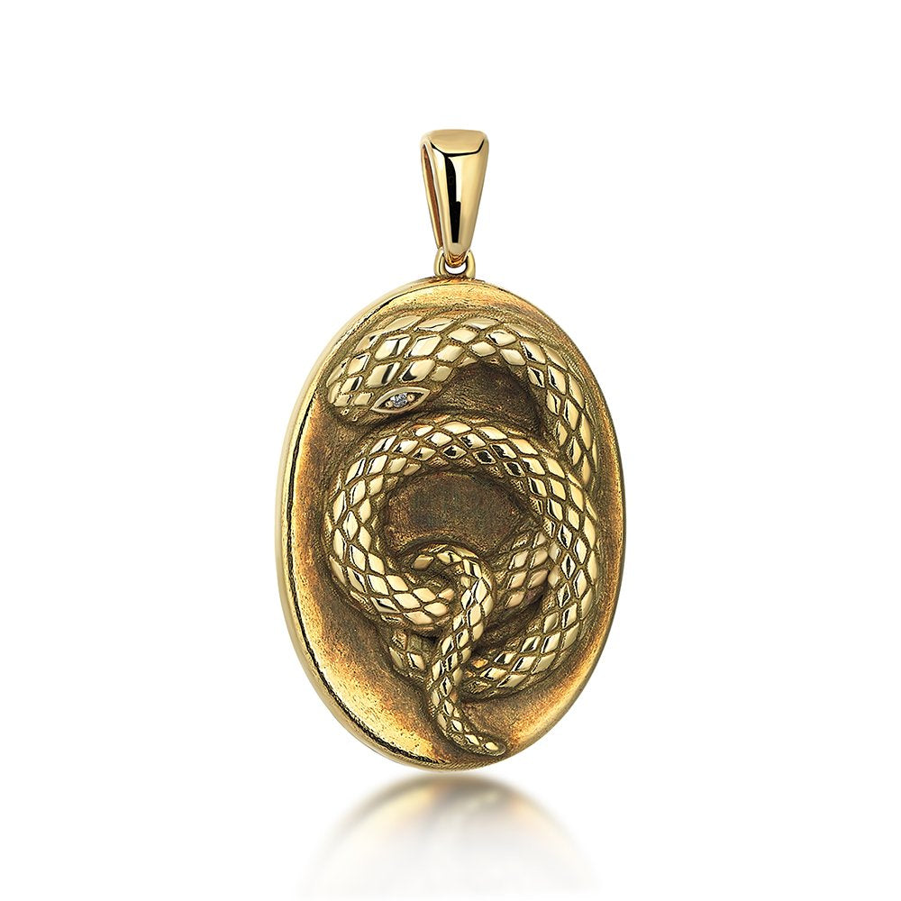 Curving Snake Gold Pendant