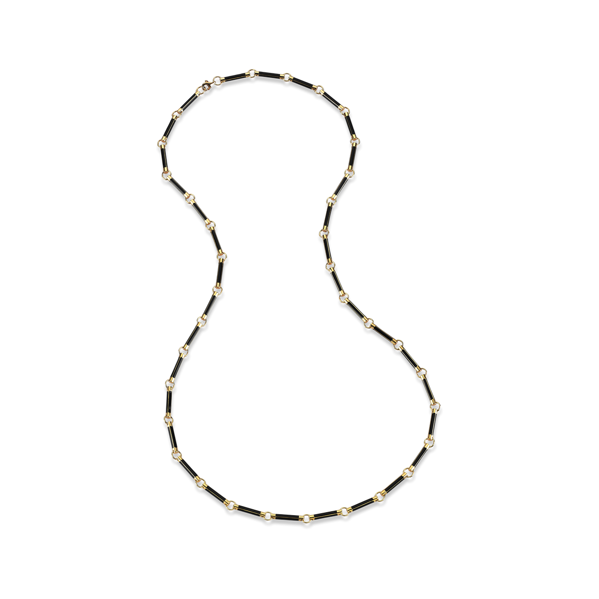 Retro Gold Necklace With Black Enamel