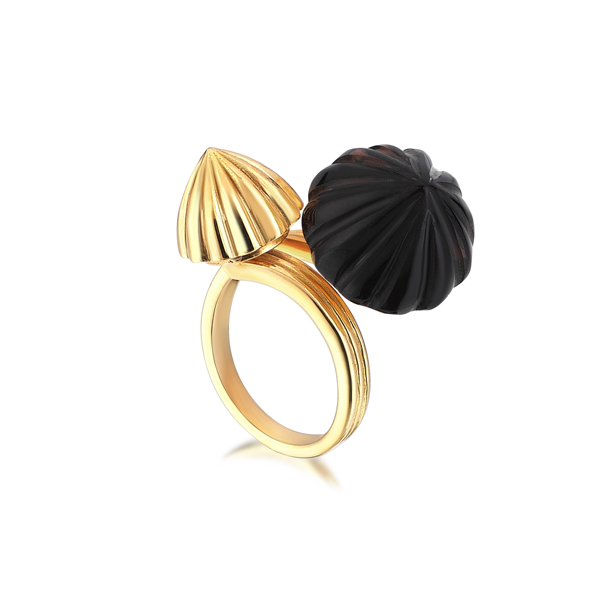 Double Dome Gold Ring Gold & Smoky Topaz