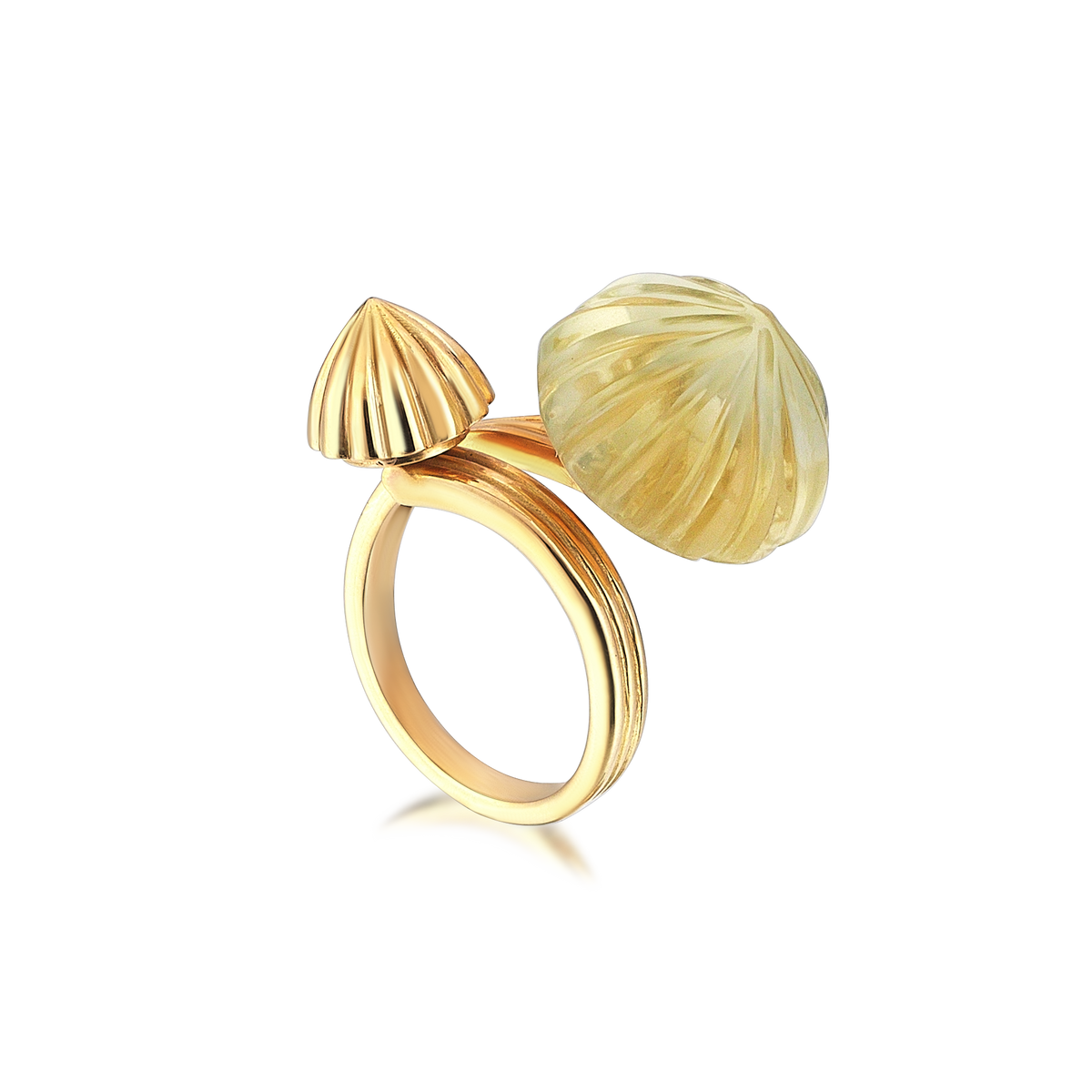 Double Dome Gold Ring Gold & Yellow Topaz